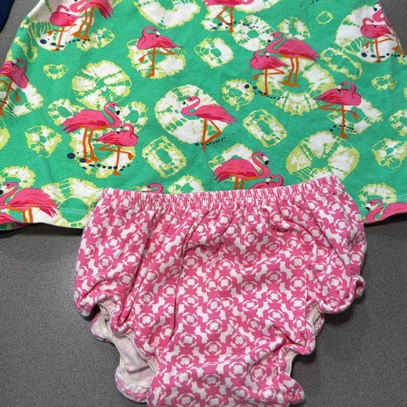 BUNDLE-2 dresses | Navy Blue Eyelet Dress | Flamingo dress Set | 18mth girls - Picture 5 of 6